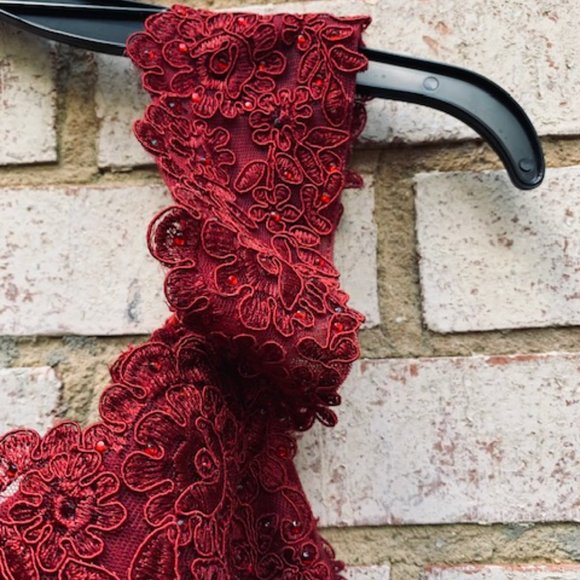 DANCING QUEEN Maxi evening gown dress Burgundy color off shoulder size 3XL - NWT - Picture 9 of 16